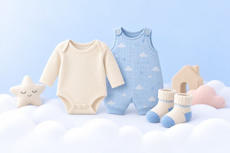 Babykleidung für zu Hause: Body, eine wärmende Schicht und Socken